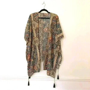 Multicolor Boho Womens Swim Vcay
Tropical Print Tassel Kimono